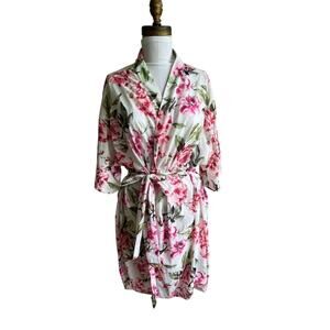 SHOW ME YOUR MUMU PINK FLORAL ROBE SHORT SLEEVE BRIDESMAID ONE SIZE